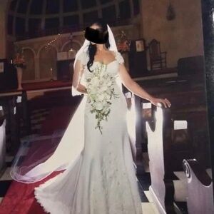 Luxury Couture Bridal Gown by Argentine Designer – Swarovski, Veil Included, Siz